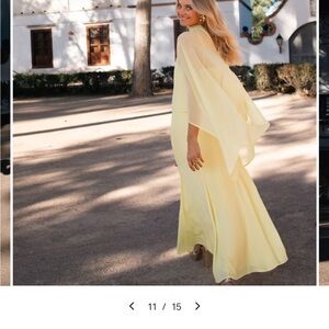 Elegant Yellow Gown with Cape